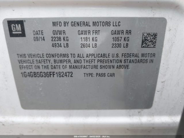 1G4GB5G36FF182472 Buick Lacrosse Leather