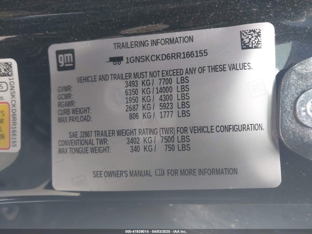 Chevrolet l84 2024 1GNSKCKD6RR166155 Image 9