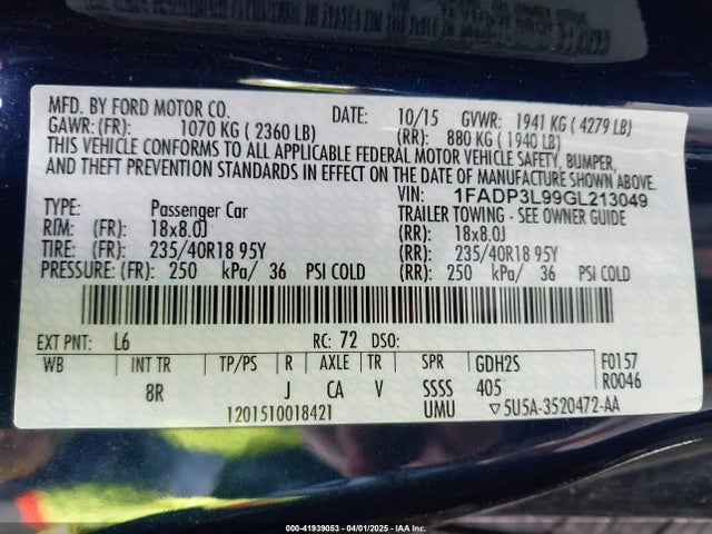 1FADP3L99GL213049 Ford FOCUS ST