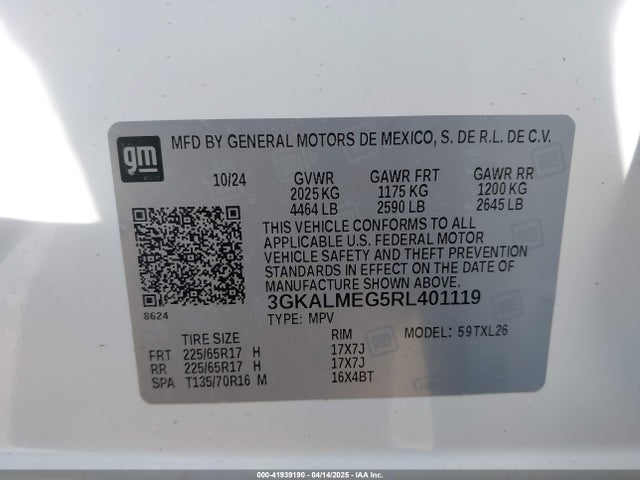 Aukcja sprzedaży 2024 Gmc Terrain Fwd Sle, vin: 3GKALMEG5RL401119, numer aukcji: 41939190