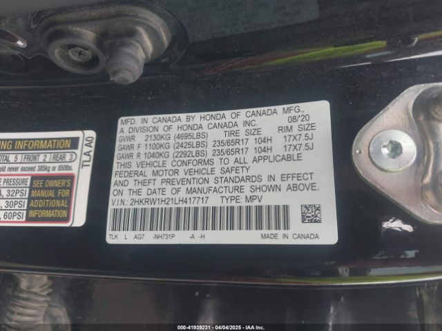 2020 HONDA CR-V 2HKRW1H21LH417717 Photo 8