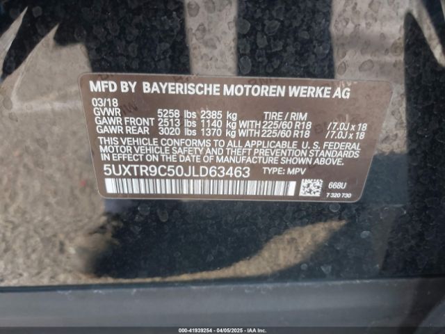 5UXTR9C50JLD63463 BMW X3 Xdrive30i