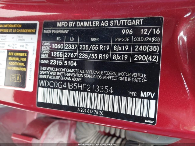 WDC0G4JB5HF213354 Mercedes-Benz GLC 300