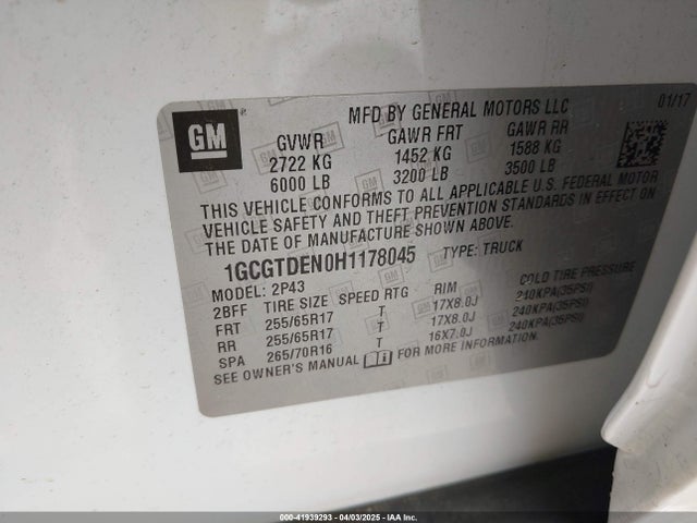 1GCGTDEN0H1178045 Chevrolet lg2 - di: direct injection, vvt: variable valve timing, alum, var2, gen2