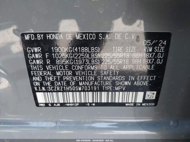 3CZRZ1H50SM703191 Honda Hr-v 2wd Sport