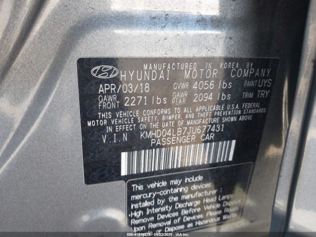 KMHD04LB7JU677431 Hyundai Elantra Sport