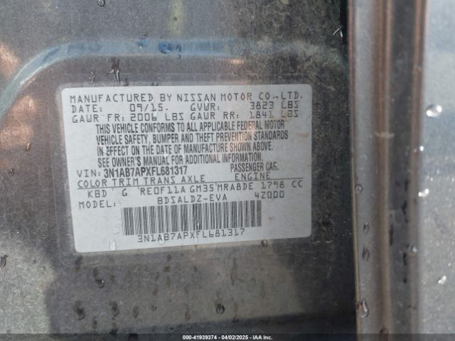 3N1AB7APXFL681317 Nissan SENTRA SV