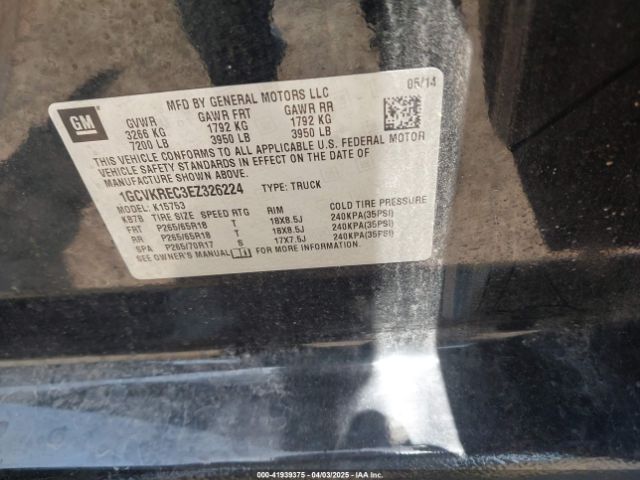 1GCVKREC3EZ326224 Chevrolet Silverado 1500 Lt