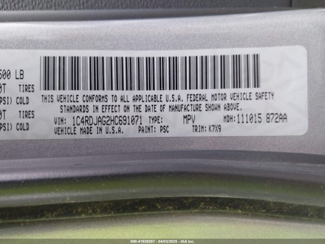 1C4RDJAG2HC691071 Dodge Durango Sxt Awd