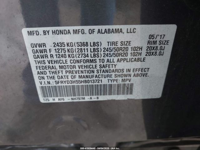5FRYD3H55HB013721 Acura Mdx Technology Package