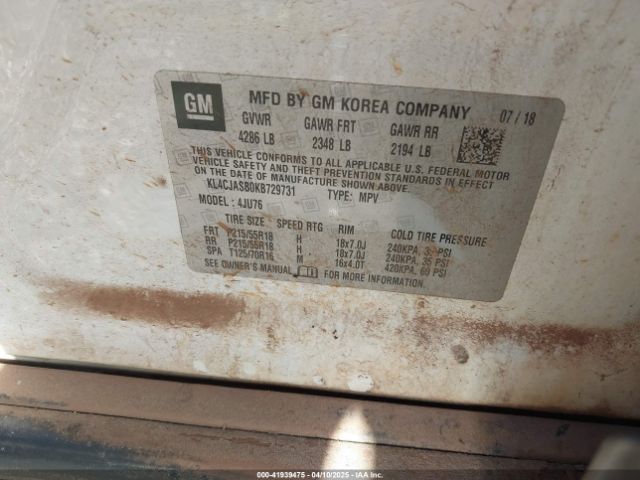KL4CJASB0KB729731 Buick Encore Fwd Preferred