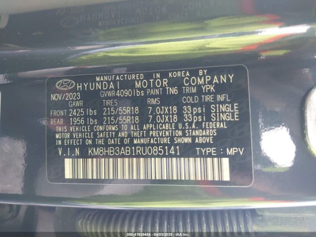 KM8HB3AB1RU085141 Hyundai Kona Sel