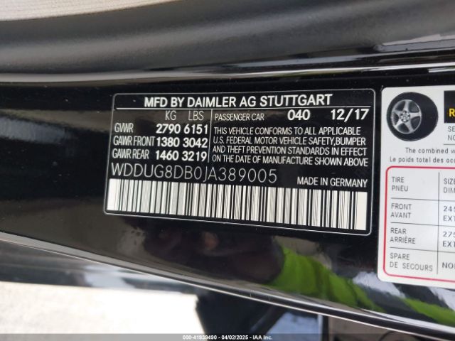 WDDUG8DB0JA389005 Mercedes-Benz S 560
