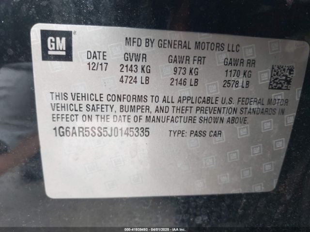 1G6AR5SS5J0145335 Cadillac CTS LUXURY