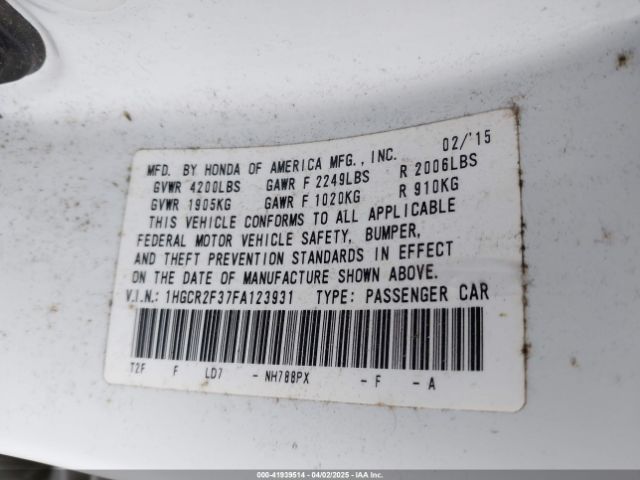 1HGCR2F37FA123931 Honda ACCORD LX
