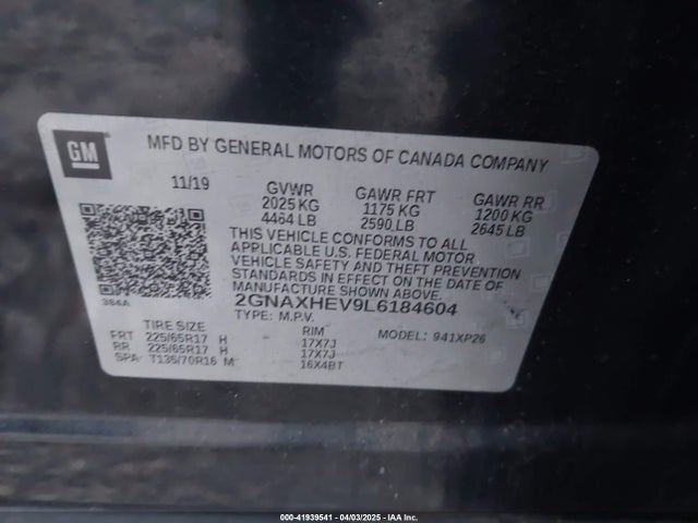 2GNAXHEV9L6184604 Chevrolet Equinox Fwd Ls