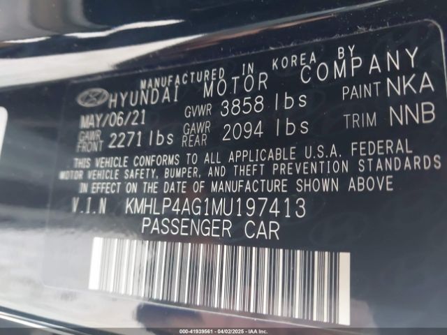 KMHLP4AG1MU197413 Hyundai Elantra Limited