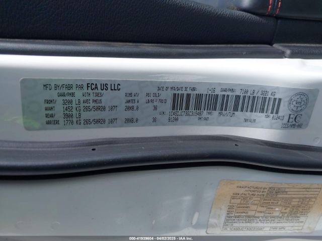 1C4SDJCT3GC315487 Dodge Durango R/t