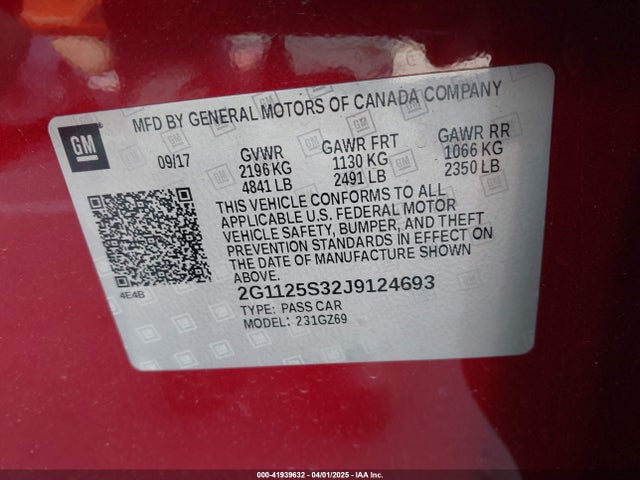 2G1125S32J9124693 Chevrolet IMPALA 2LZ