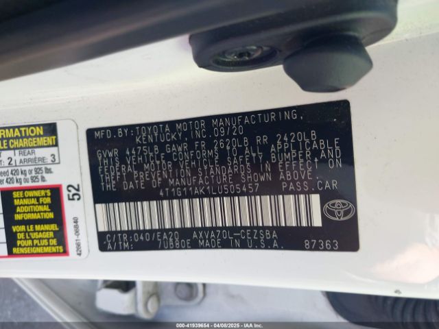 4T1G11AK1LU505457 Toyota CAMRY SE