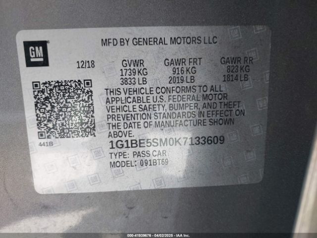 1G1BE5SM0K7133609 Chevrolet CRUZE LT