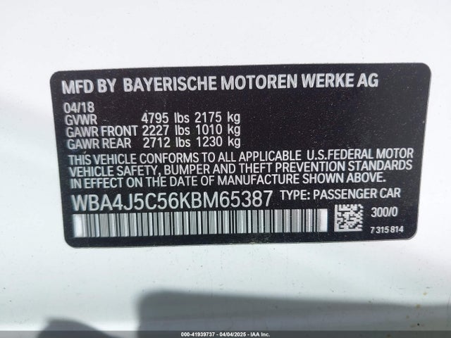 BMW 440I 2019 WBA4J5C56KBM65387 Image 9
