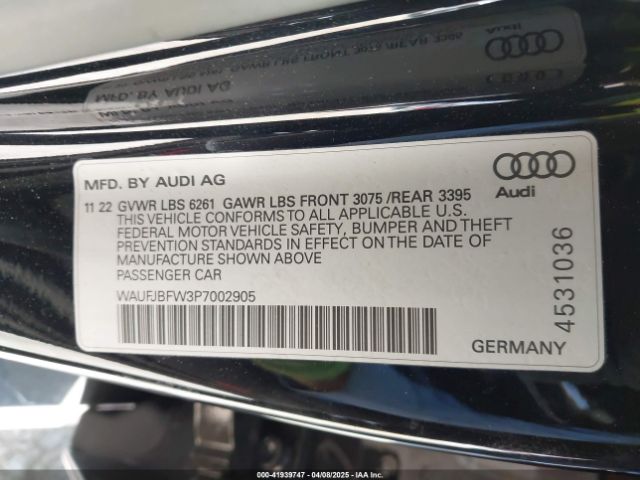 2023 AUDI E-TRON GT WAUFJBFW3P7002905 Photo 8