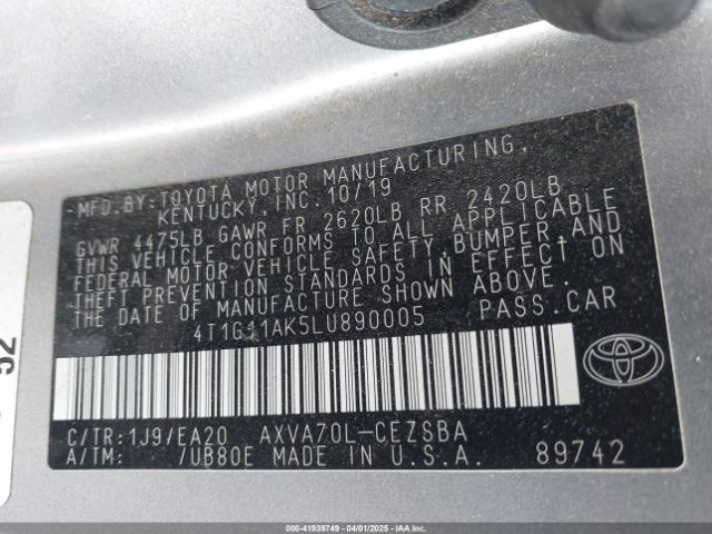 4T1G11AK5LU890005 Toyota CAMRY SE
