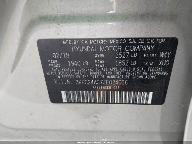 3KPC24A37JE024036 Hyundai ACCENT SE