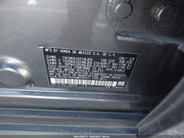 3CZRZ1H32RM702911 Honda Hr-v 2wd Lx