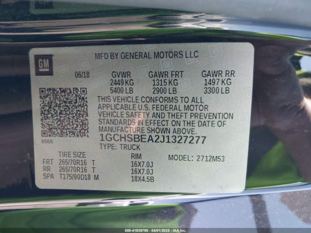 1GCHSBEA2J1327277 Chevrolet Colorado Wt