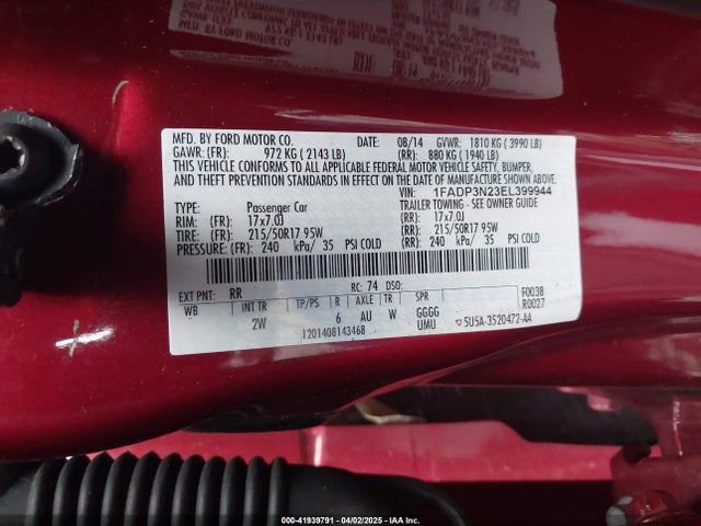 1FADP3N23EL399944 Ford Focus Titanium