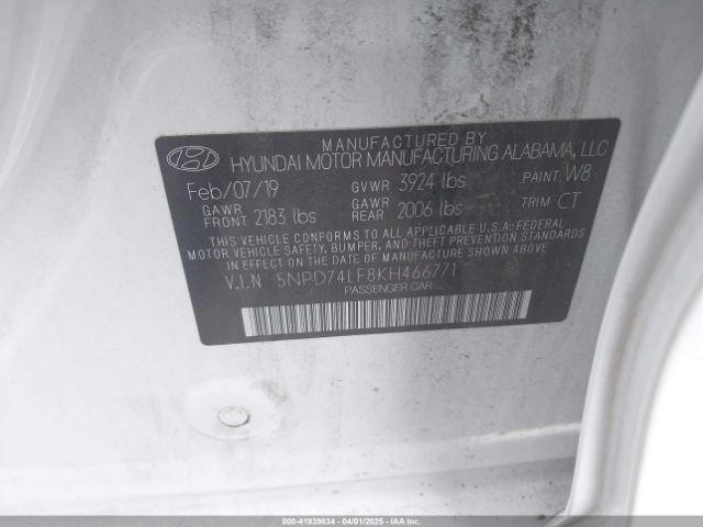 5NPD74LF8KH466771 Hyundai ELANTRA SE