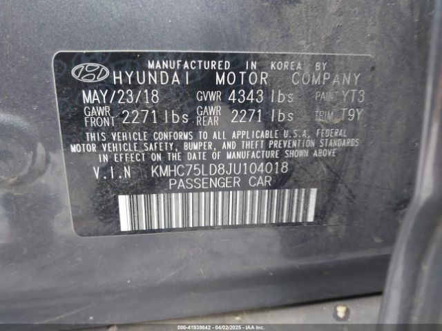 KMHC75LD8JU104018 Hyundai Ioniq Plug-in Hybrid Limited