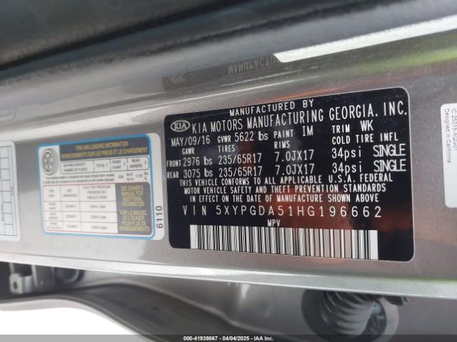 2017 KIA SORENTO 5XYPGDA51HG196662 Photo 8