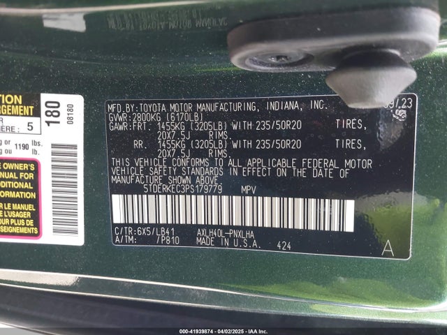 5TDERKEC3PS179779 Toyota Sienna Platinum