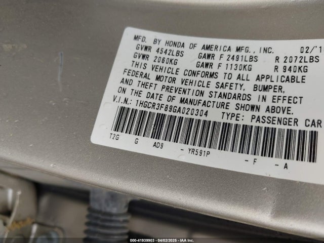 1HGCR3F89GA020304 Honda Accord Ex-l V-6