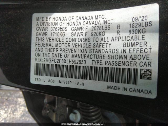 2HGFC2F8XLH592650 Honda Civic Sport