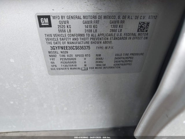 2012 CADILLAC SRX 3GYFNEE36CS636375 Photo 8