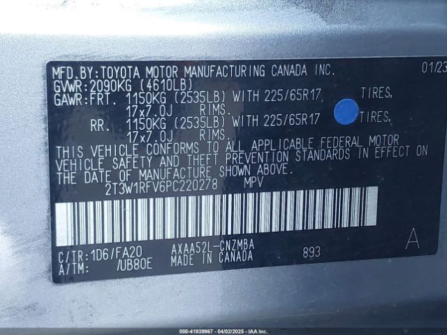 2T3W1RFV6PC220278 Toyota Rav4 Xle