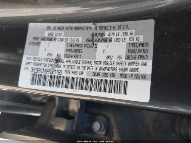 3MZBPACM8PM361196 Mazda Mazda3 2.5 S Preferred