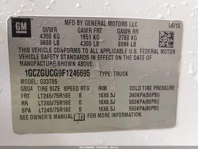 1GCZGUCG9F1246695 Chevrolet l96