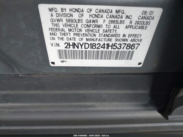 2001 ACURA MDX 2HNYD18241H537867 Photo 8