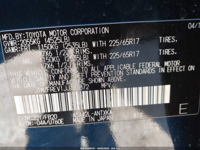 JTMZFREV1JJ183872 Toyota RAV4 LE