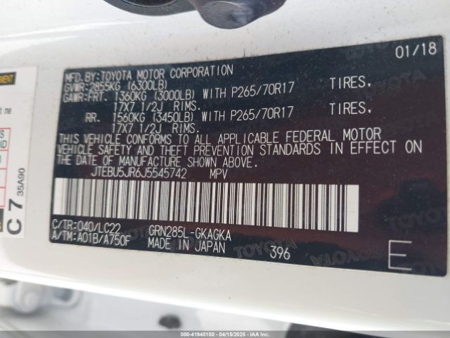 JTEBU5JR6J5545742 Toyota 4runner Trd Off Road Premium
