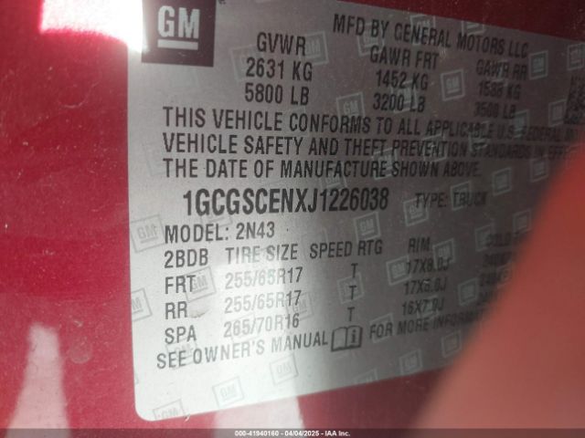 1GCGSCENXJ1226038 Chevrolet Colorado Lt