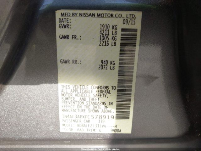 1N4AL3APXFC578919 Nissan Altima 2.5 S