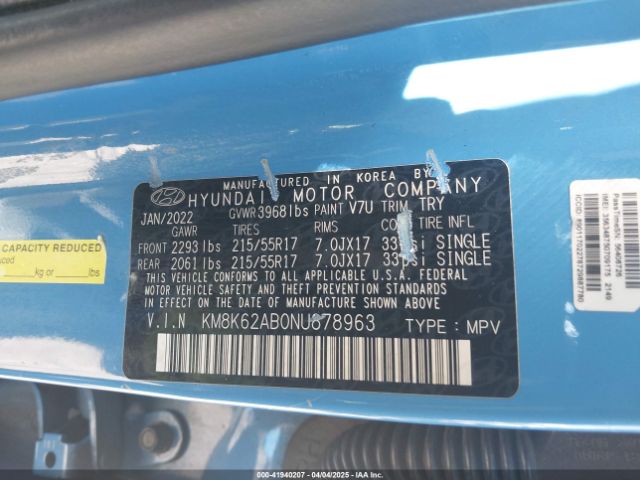 KM8K62AB0NU878963 Hyundai Kona Sel