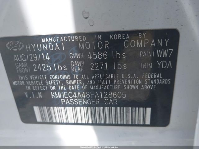 KMHEC4A48FA128605 Hyundai Sonata Hybrid Limited