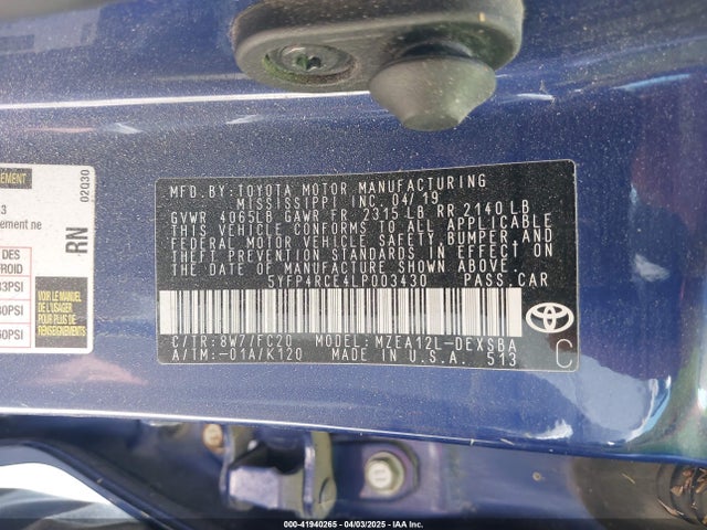 5YFP4RCE4LP003430 Toyota COROLLA SE